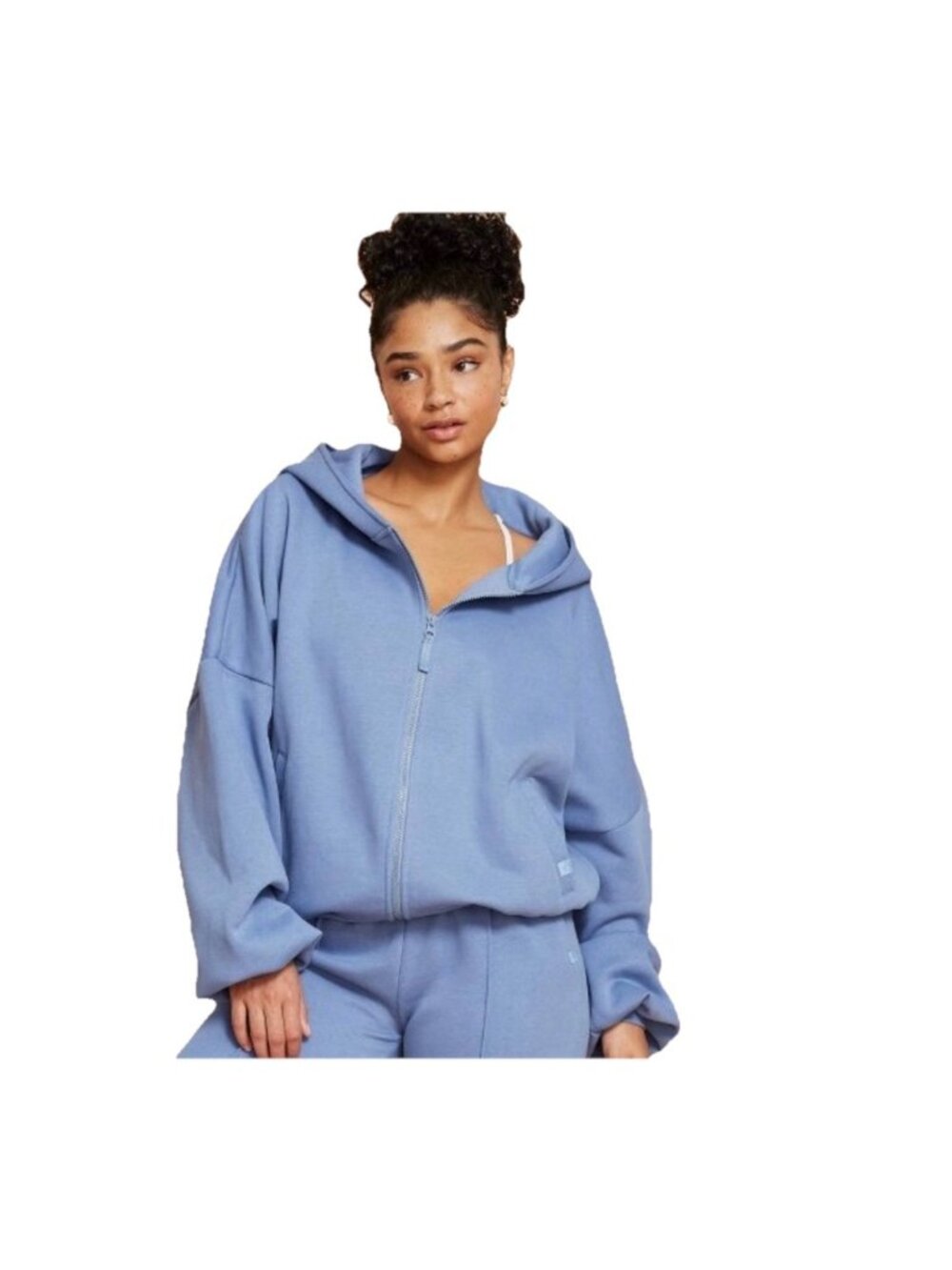 Blogilates Women's Marshmallow Full Zip Hooded Sweatshirt - Light Blue L